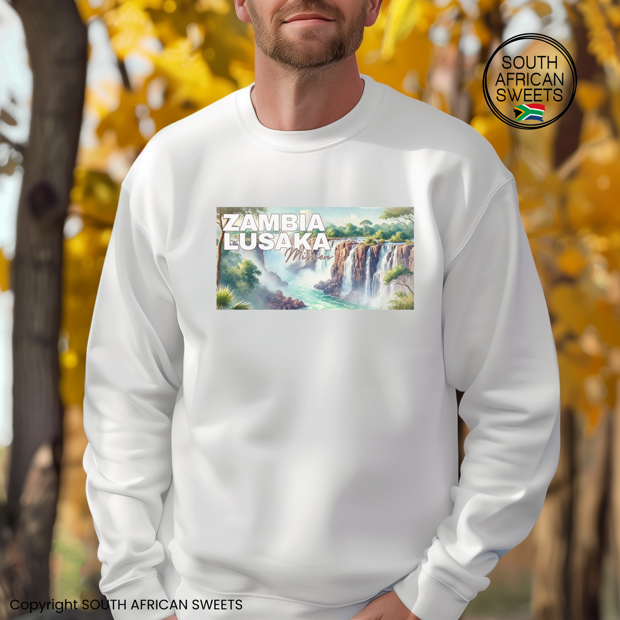 SWEATSHIRT Zambia Lusaka Mission (White-Victoria Falls)
