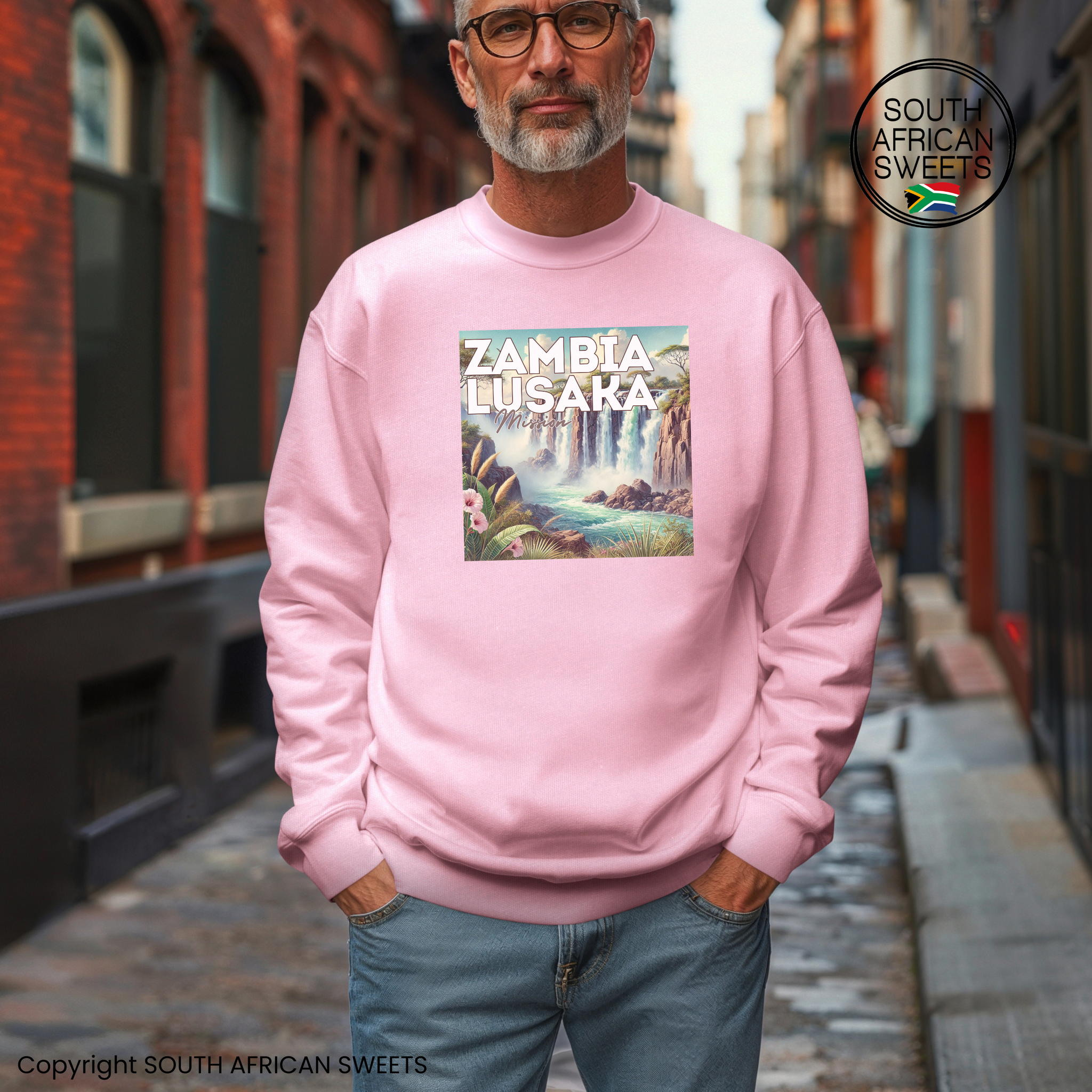 SWEATSHIRT Zambia Lusaka Mission(Light Pink-Victoria Falls)