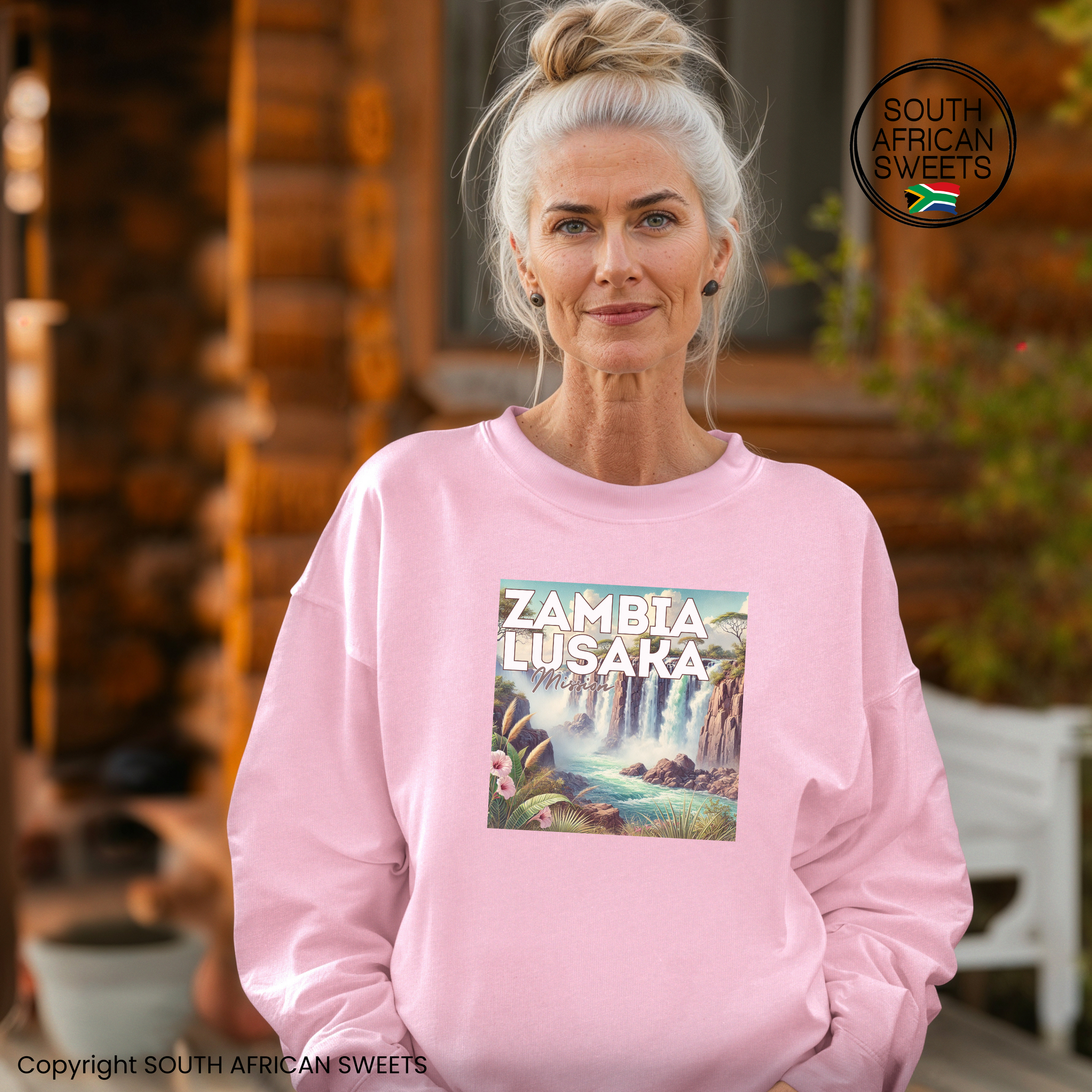 SWEATSHIRT Zambia Lusaka Mission(Light Pink-Victoria Falls)