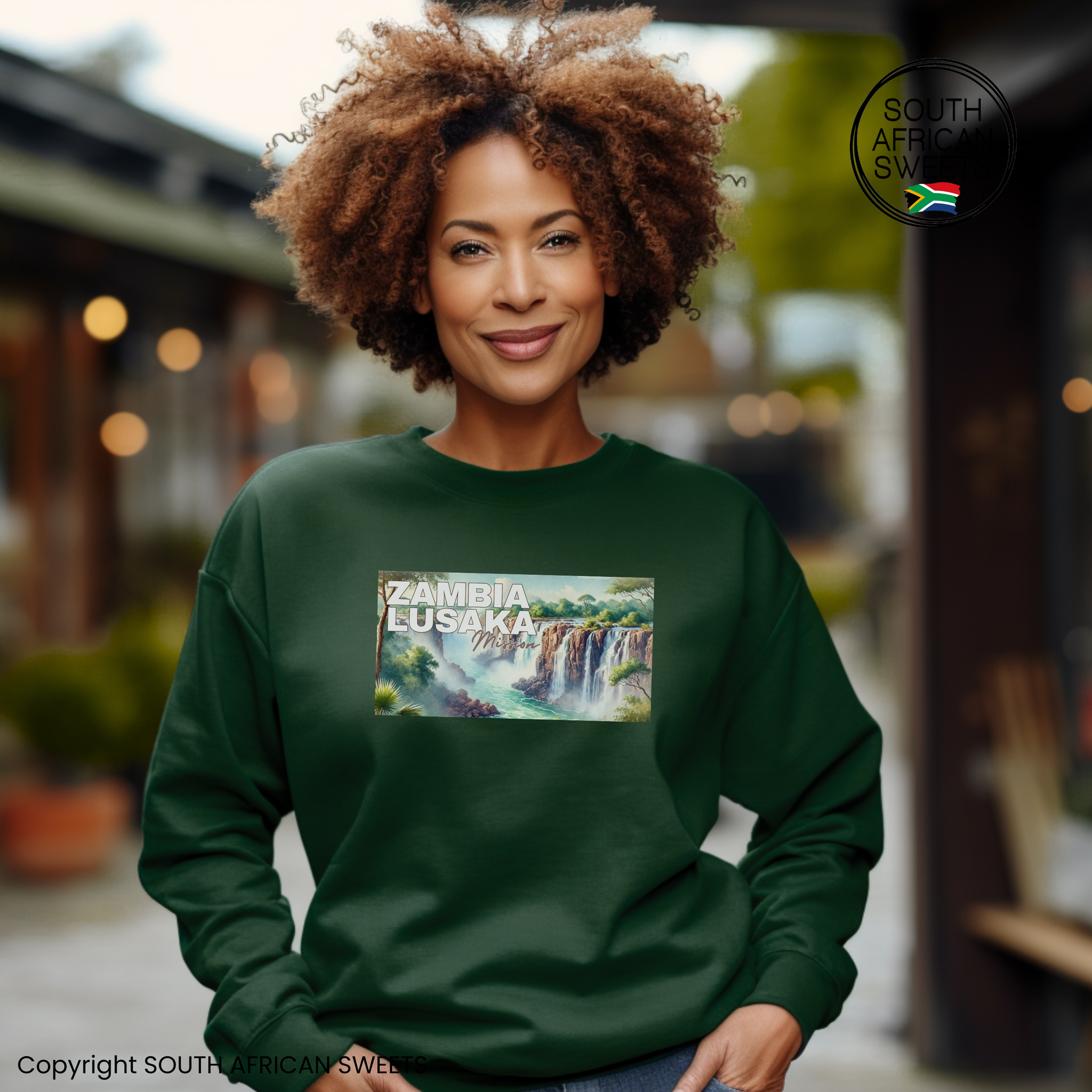 SWEATSHIRT Zambia Lusaka Mission (Forest Green-Victoria Falls)