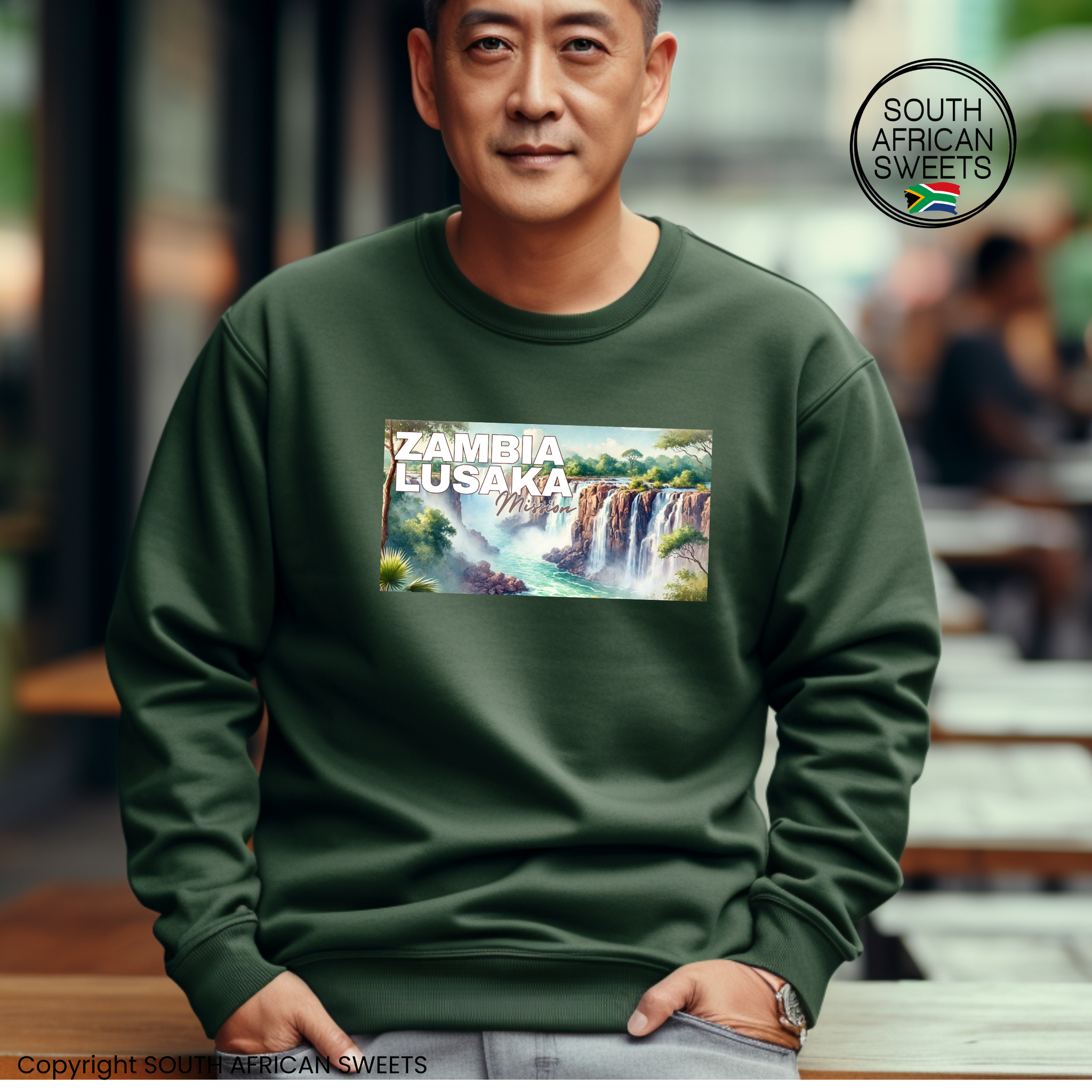 SWEATSHIRT Zambia Lusaka Mission (Forest Green-Victoria Falls)