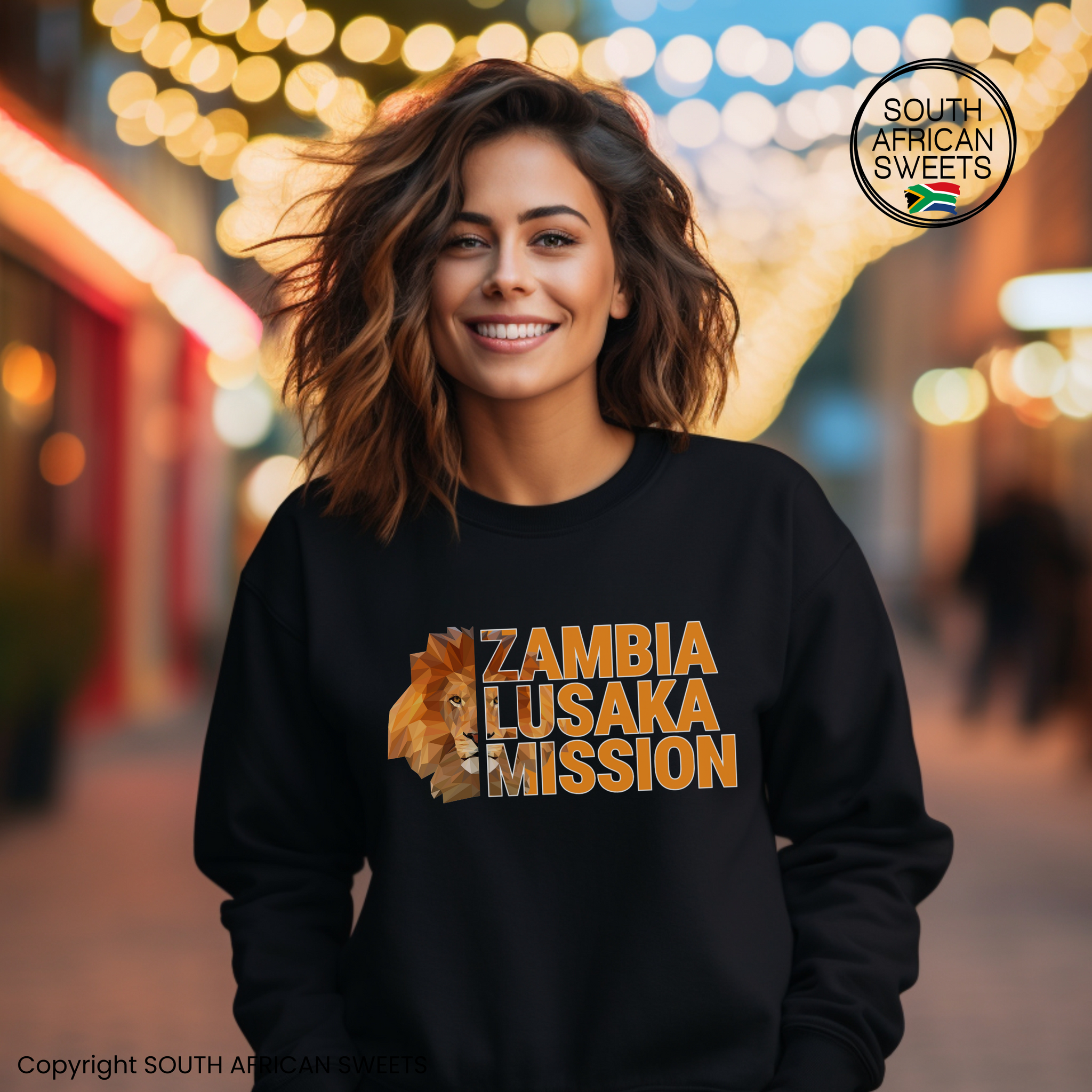 SWEATSHIRT Zambia Lusaka Mission (Black - Lion)