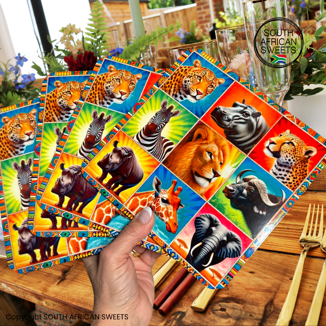 Heat Resistant PLACEMATS Exclusive Graphic African Animal Design - Set of 4