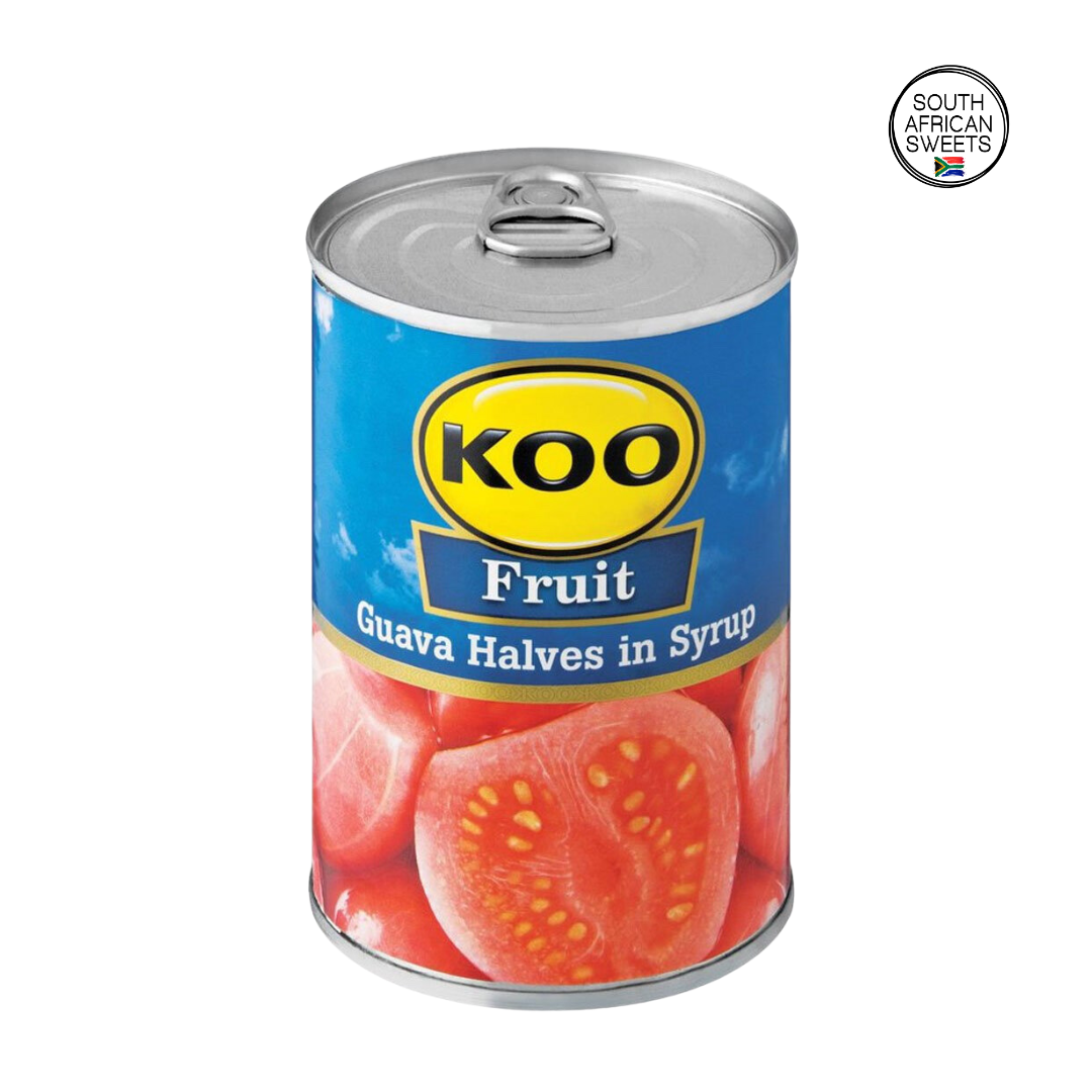 KOO Guava Halves 410g. Best guava in a can. South African Sweets