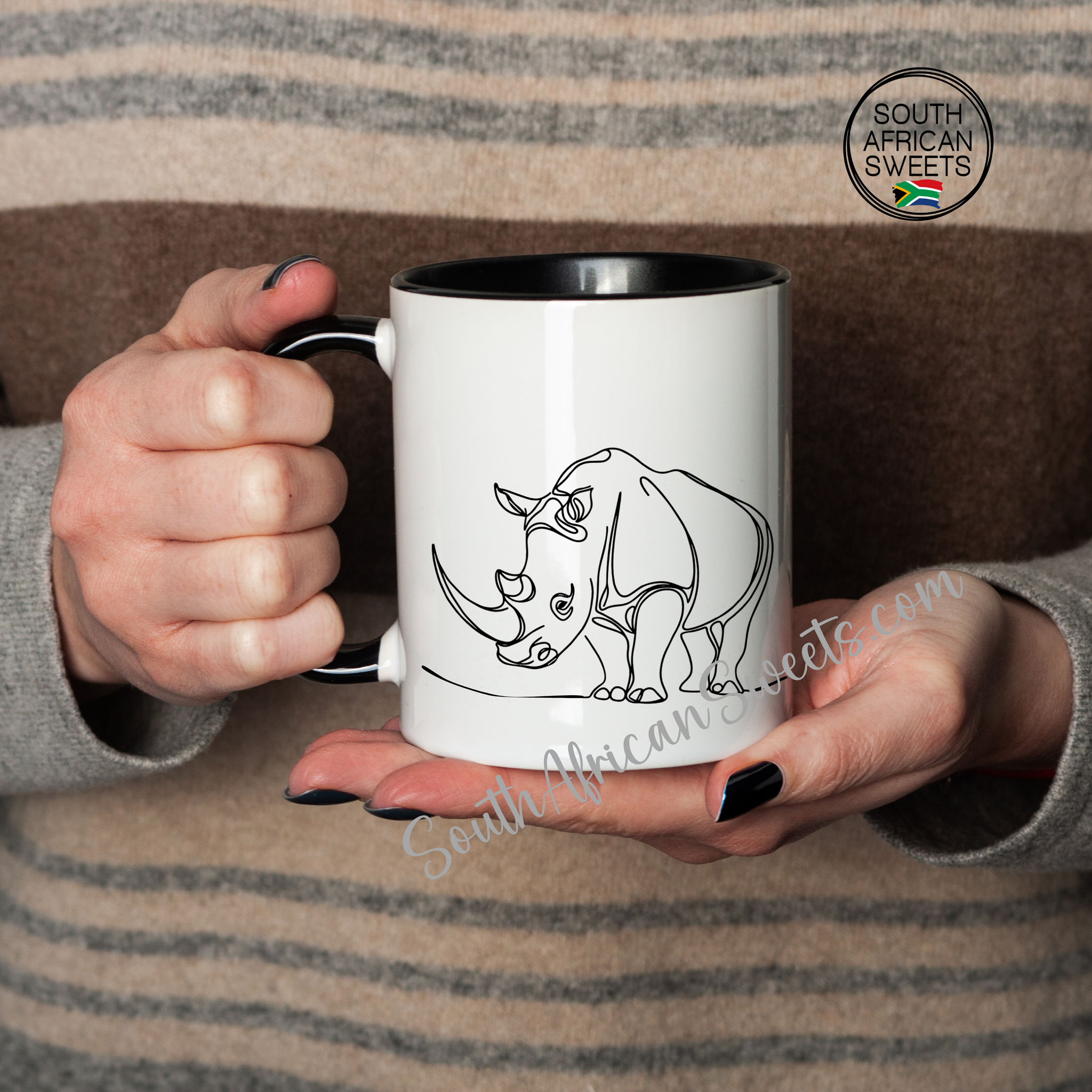 11oz White Ceramic Mugs - Set of 4 Mugs - Exclusive South African - ANIMALS 1