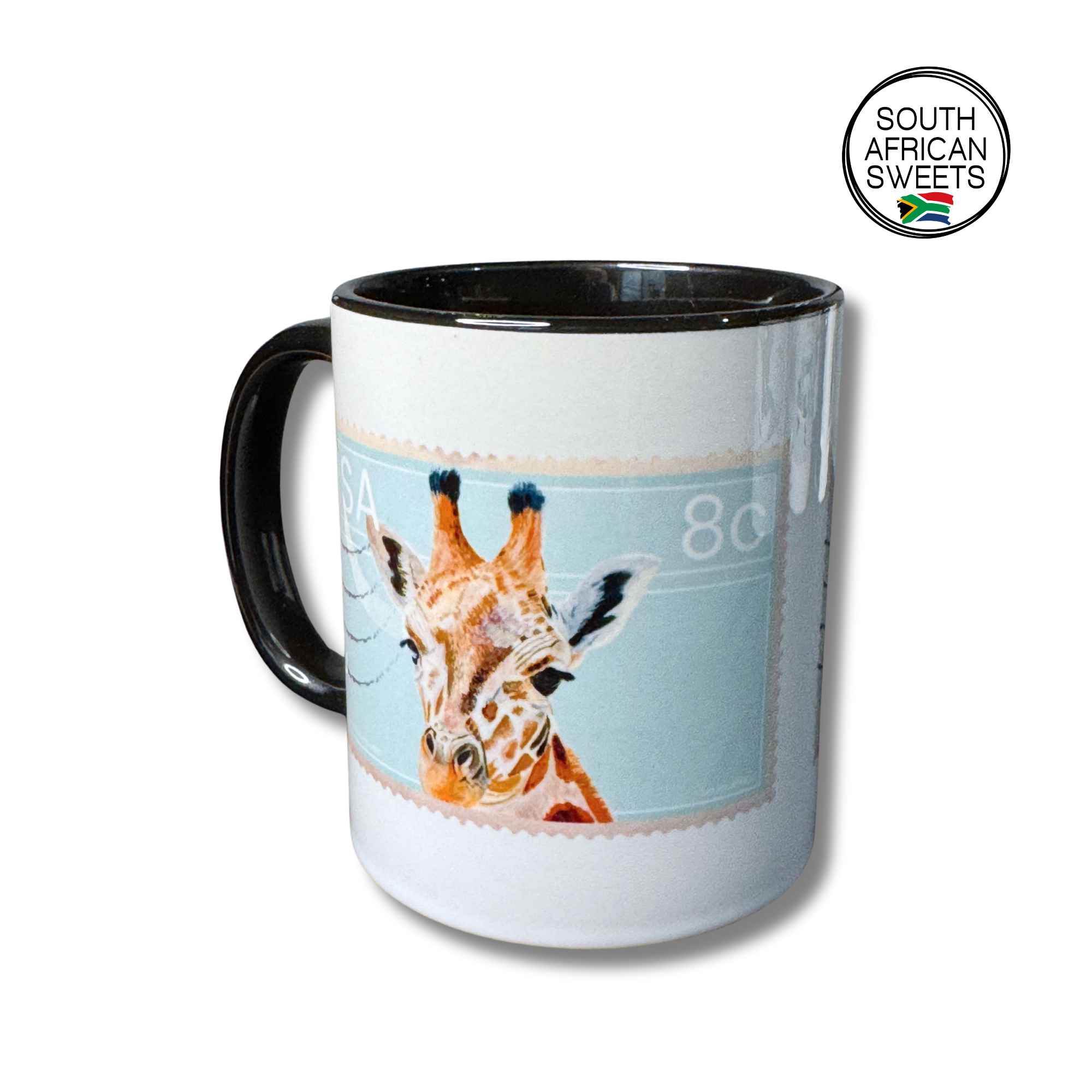 11oz White Ceramic Mug - Exclusive South African Stamp Series - Giraffe 1
