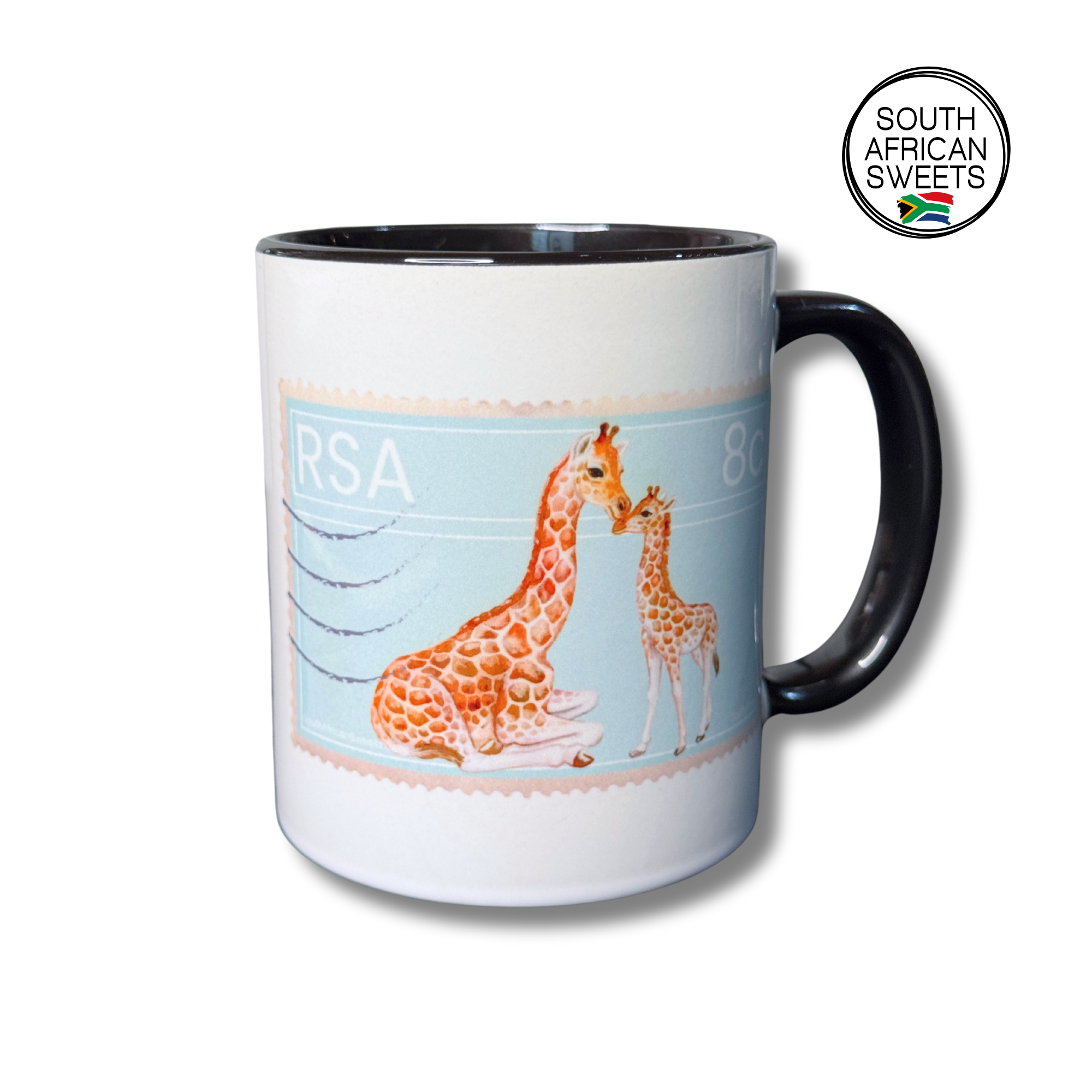 11oz White Ceramic Mug - Exclusive South African Stamp Series - Giraffe 2