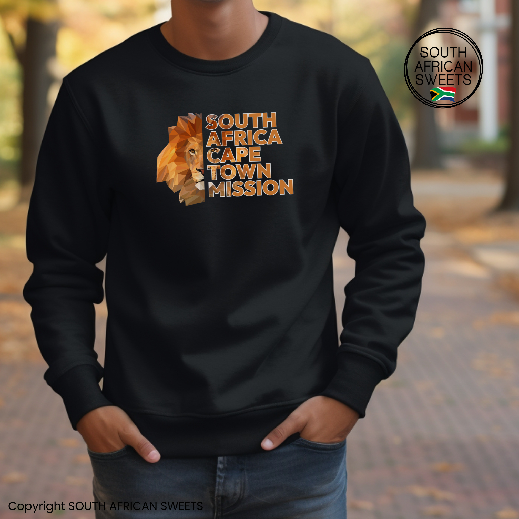 SWEATSHIRT South Africa Cape Town Mission (Black - Lion)