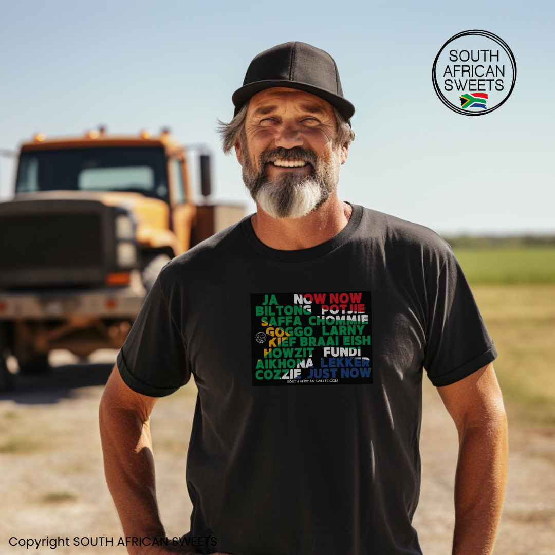 T-SHIRT Black (SA Flag Words)