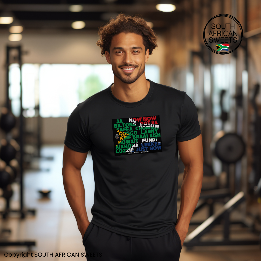 T-SHIRT Black (SA Flag Words)