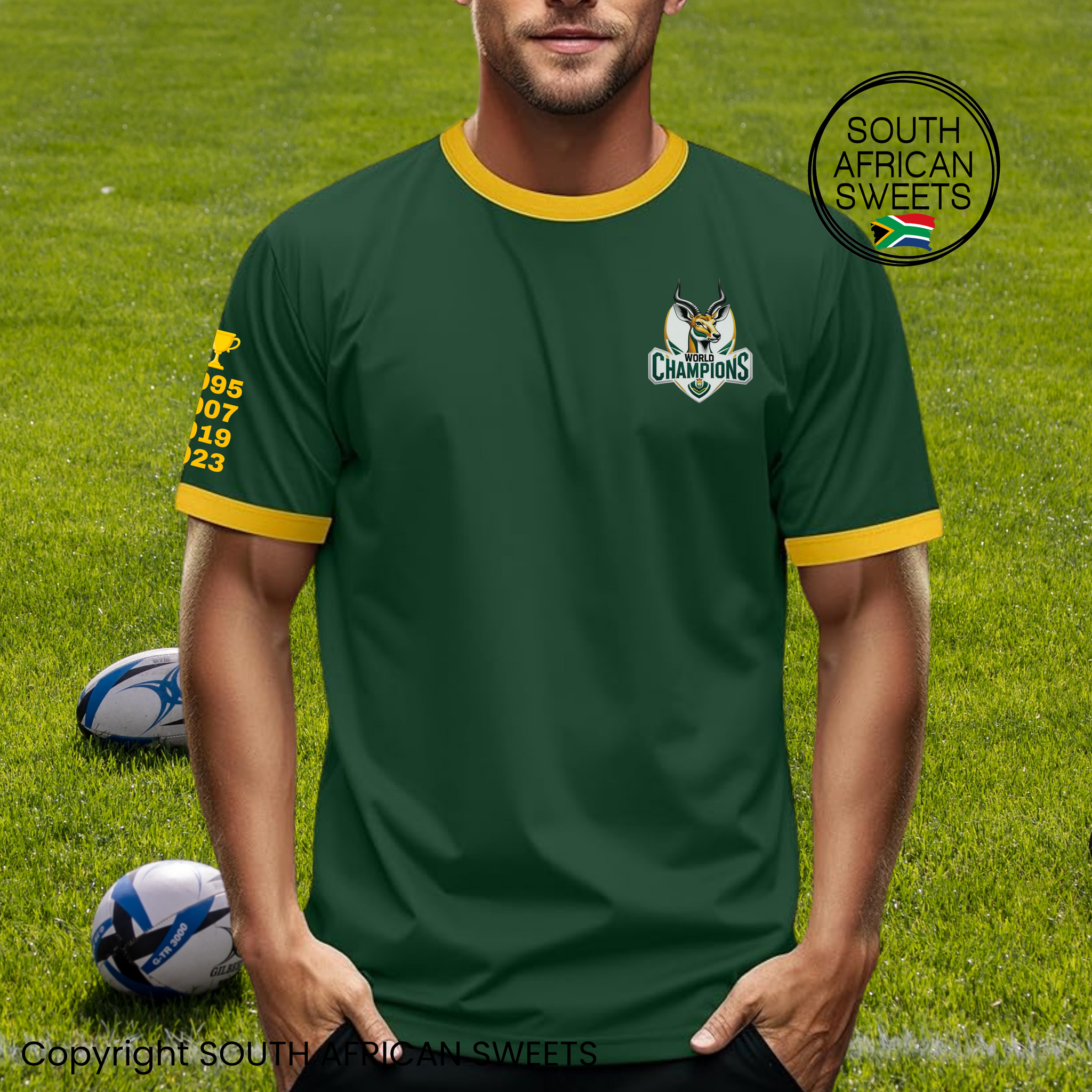 SPRINGBOK Jersey - World Champions - Dark Green & Gold Trim