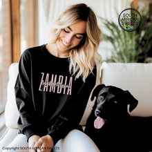 Load image into Gallery viewer, Zambia Lusaka Mission SWEATSHIRT - Black with Pink Writing
