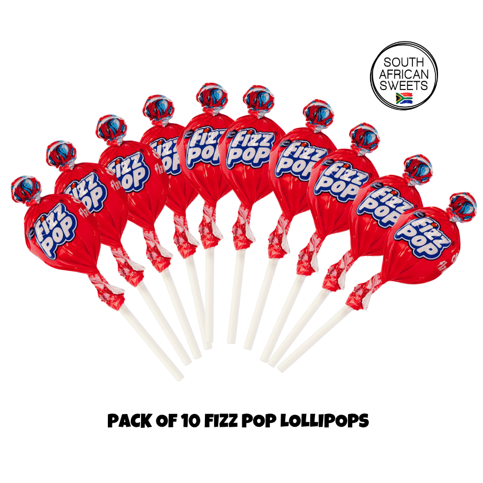 BEACON Fizz Pop Cherry Flavored Lollipops - Pack of 10