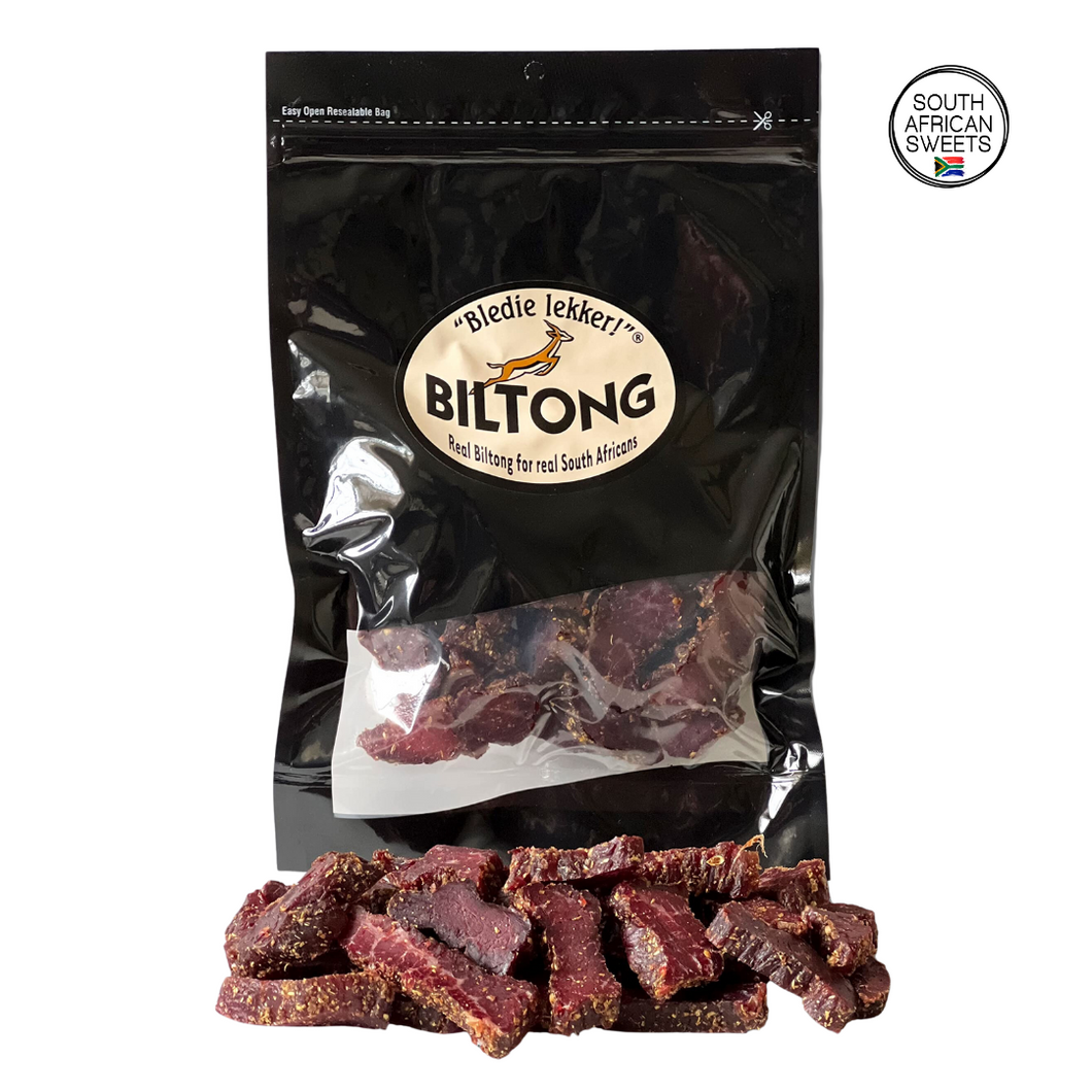 16oz pack of Bledie Lekker authentic South African beef biltong sticks made  for South Africans living in the USA