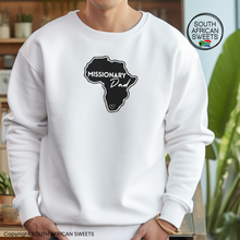 Load image into Gallery viewer, SWEATSHIRT Missionary Dad (White-Map of Africa)
