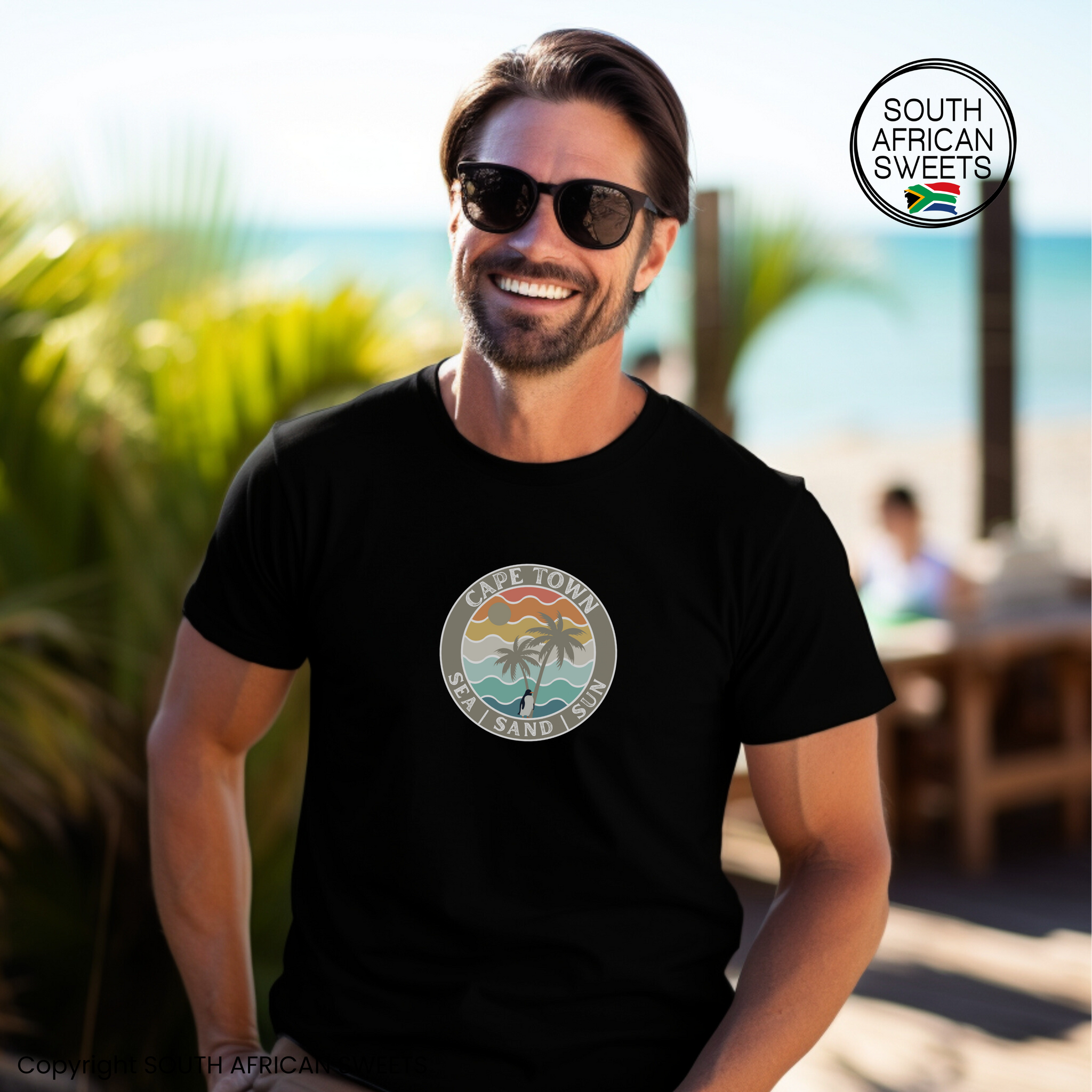 T-SHIRT South Africa Cape Town SEA SAND SUN (Circle)