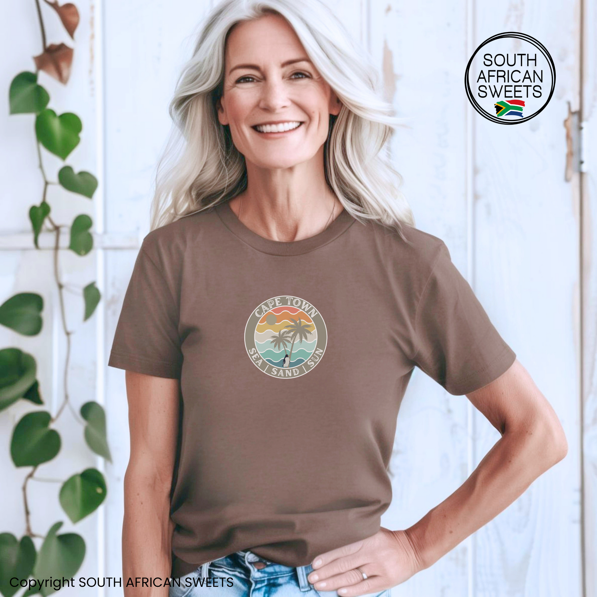 T-SHIRT South Africa Cape Town SEA SAND SUN (Circle)