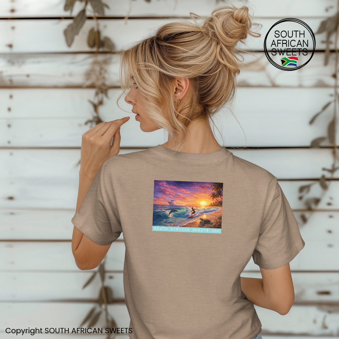 T-SHIRT Beach Cruise Turtle Dolphin Wave Surfer
