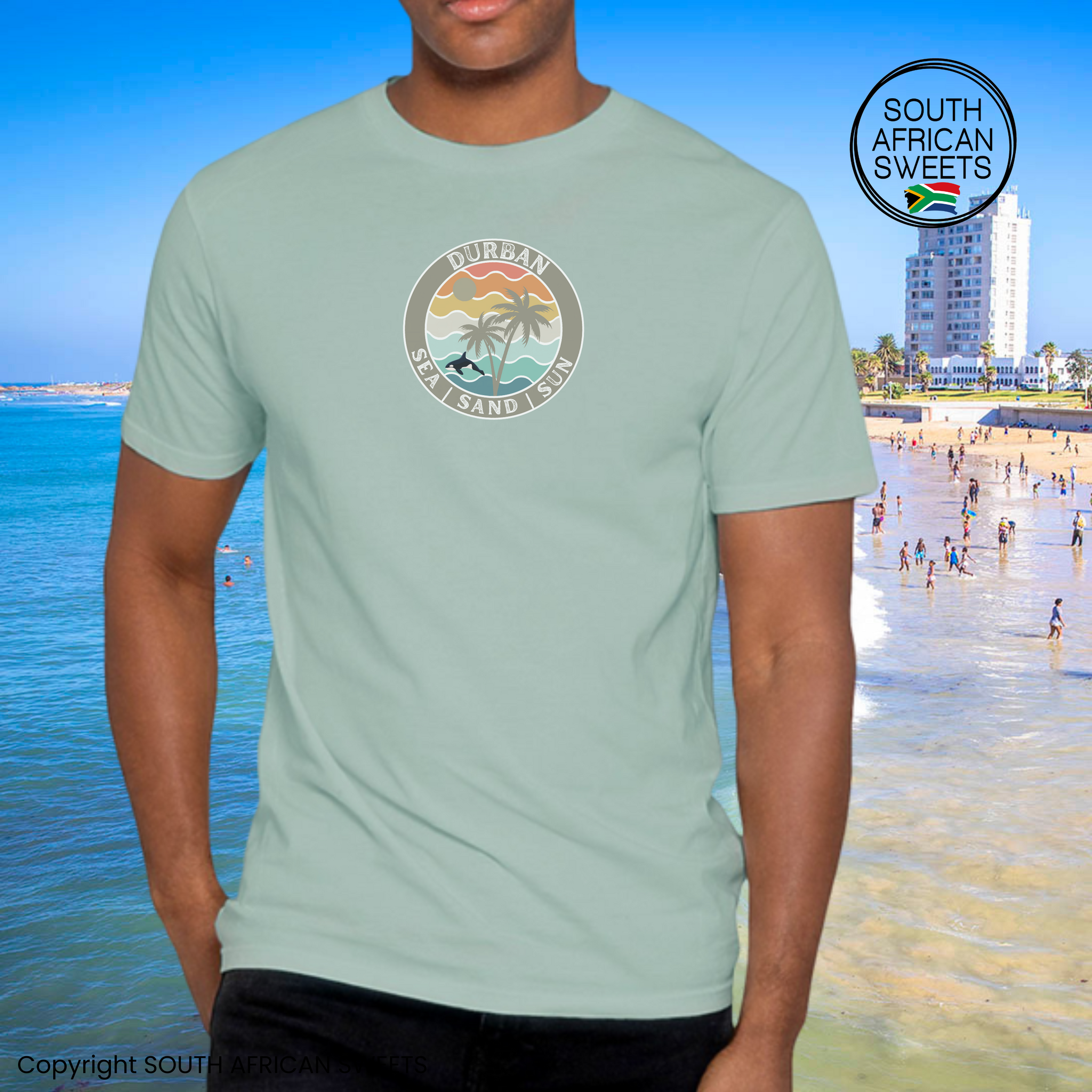T-SHIRT South Africa Durban SEA SAND SUN (Circle)