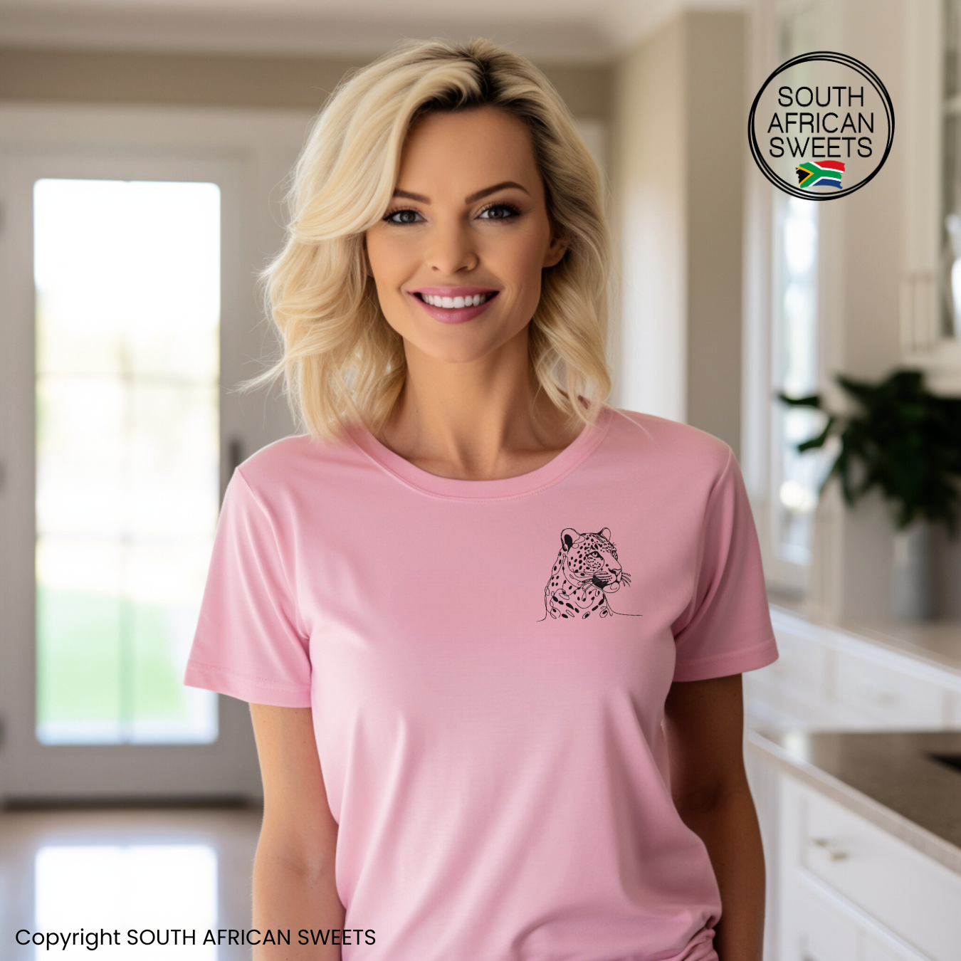 T-SHIRT Leopard Head Line Art