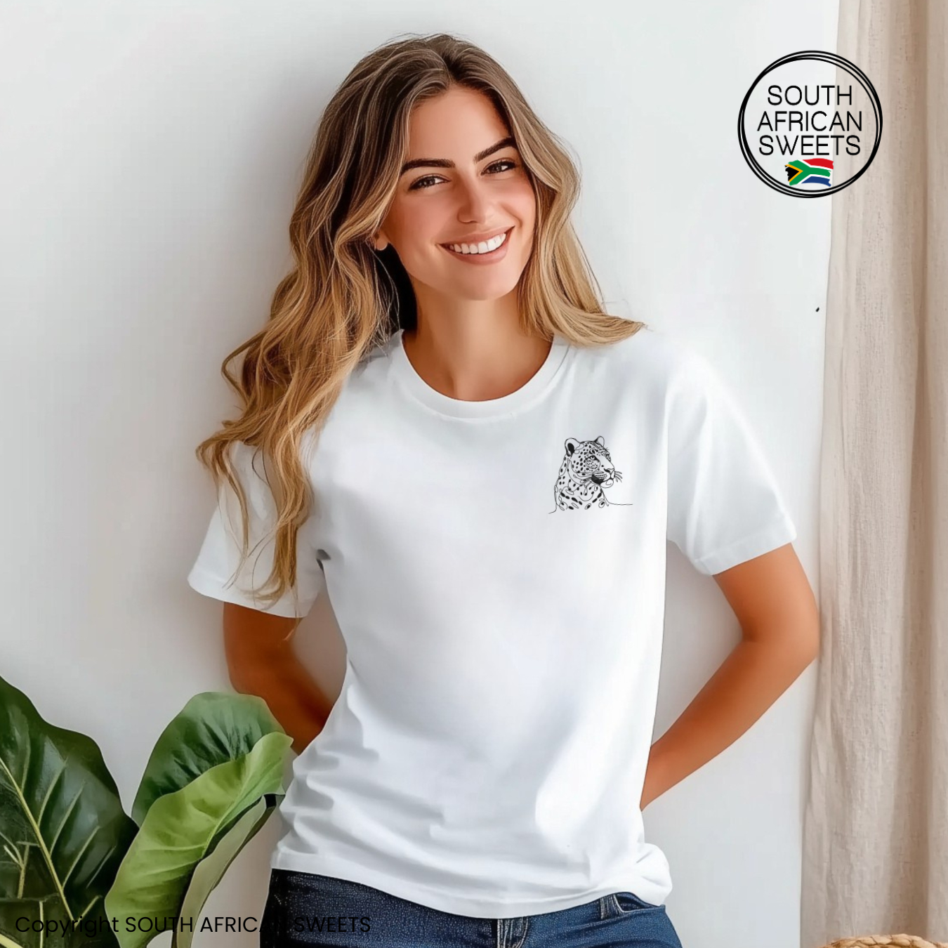 T-SHIRT Leopard Head Line Art