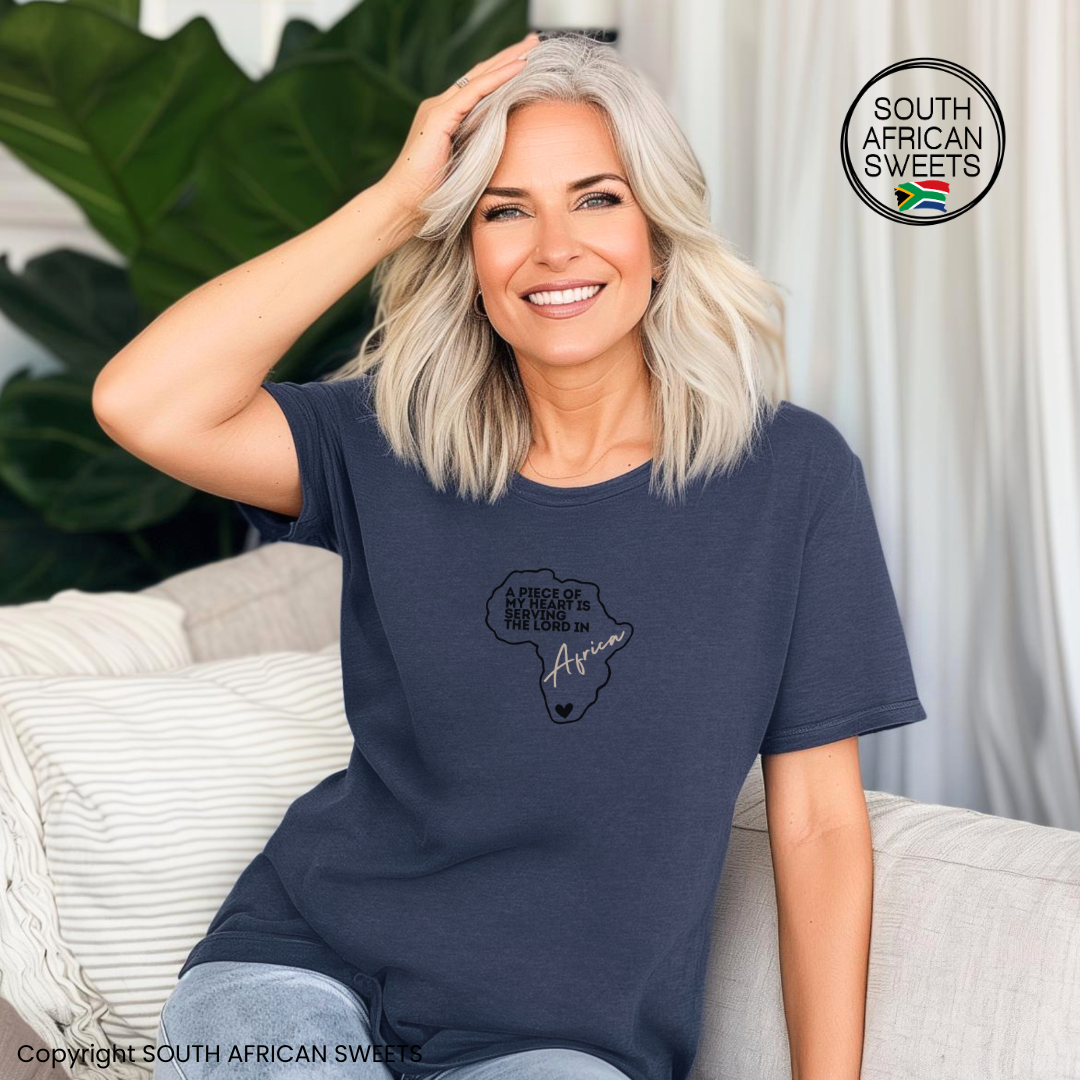 T-SHIRT A piece of my Heart Is Serving in Africa (Navy Heather)