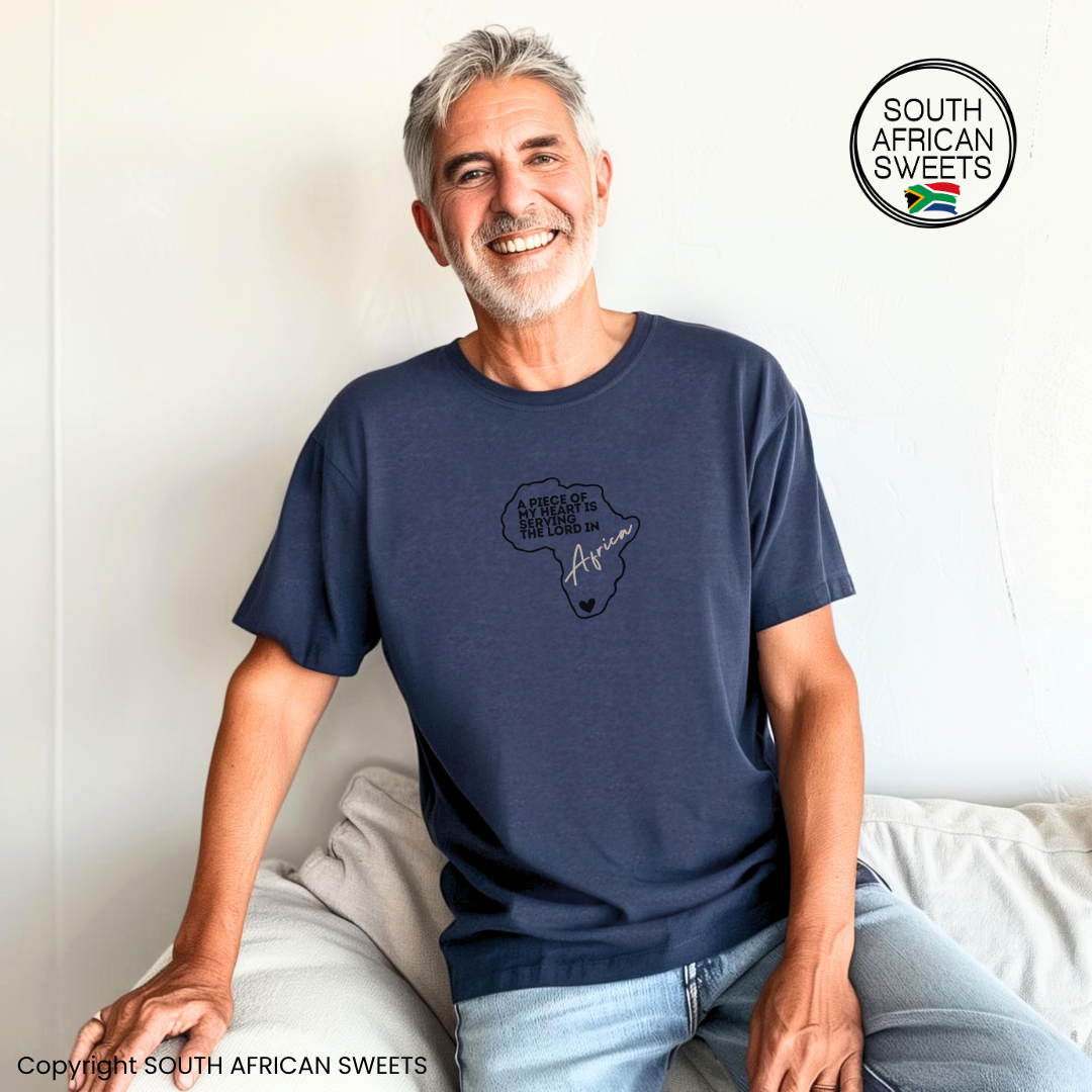 T-SHIRT A piece of my Heart Is Serving in Africa (Navy Heather)